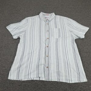 Gramicci Shirt Mens 2XL White Striped Hemp Organic Cotton Short Sleeve Button Up